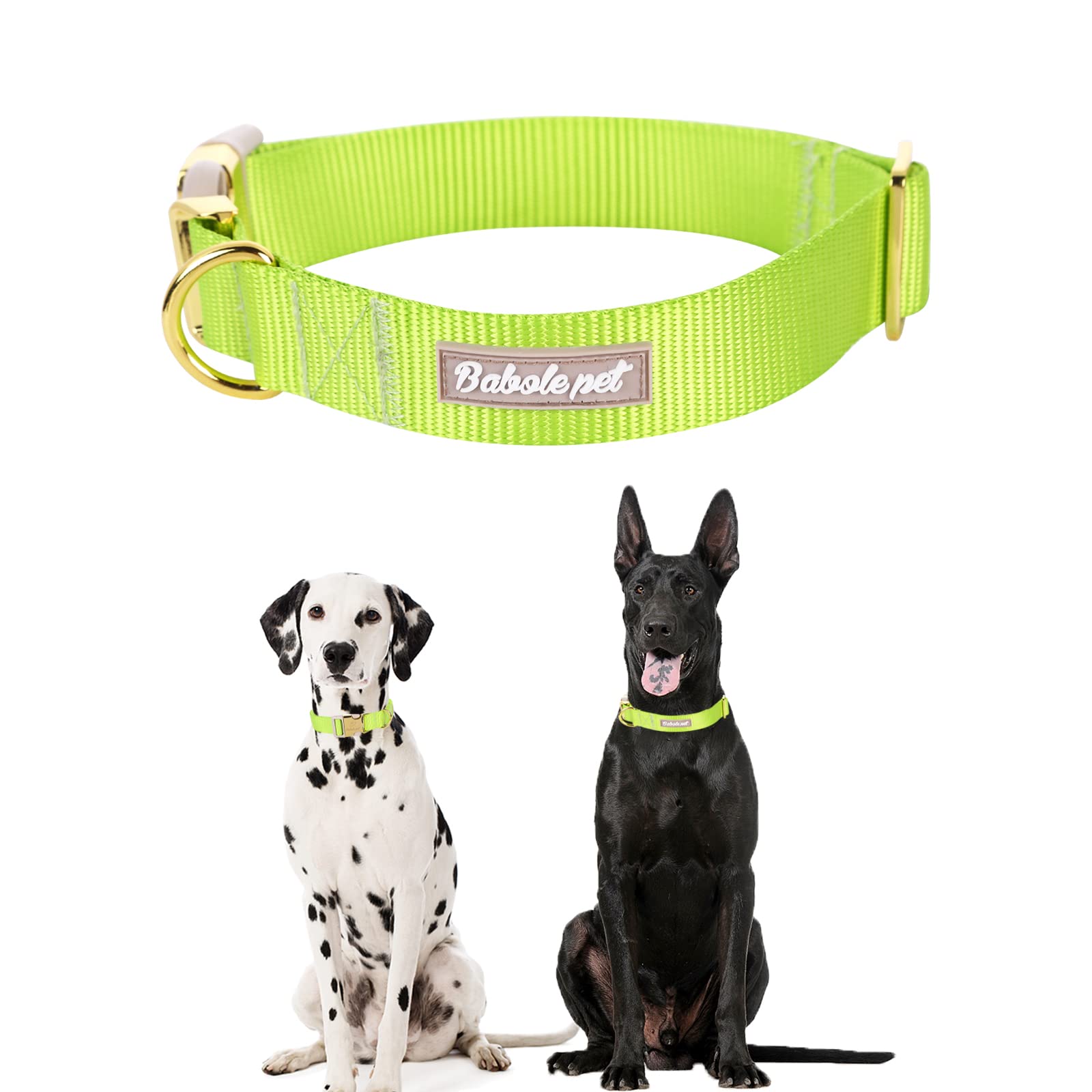 Babole Pet Nylon Dog Collar - Adjustable Fluorescent Green Soft Webbing Dog Collars For Small Medium Large Dogs Boy Girl Puppy C