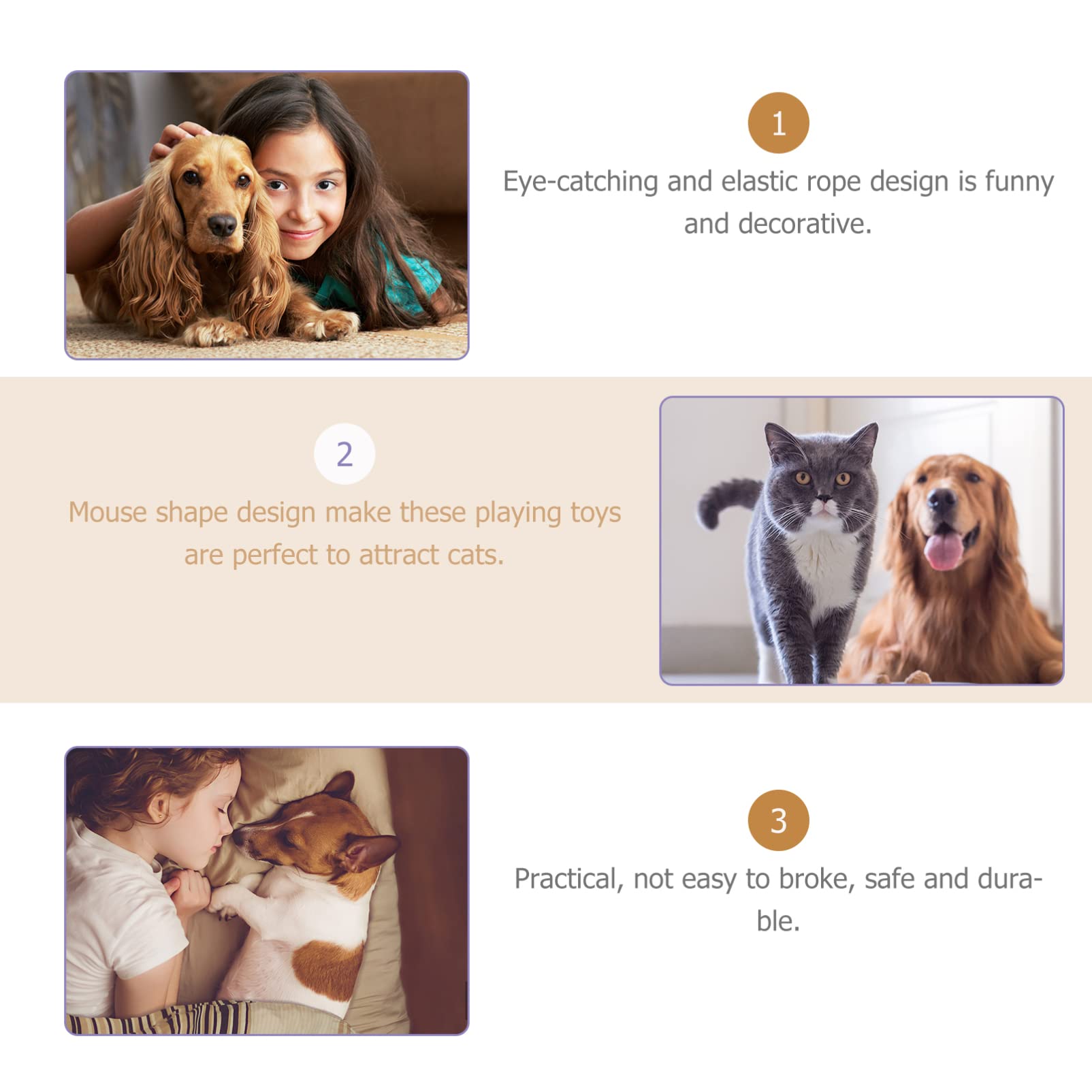 Scicalife Elastic Rope Mouse Toys, Mouse Cat Playing Props, Cat Teaser Interactive Toy Colorful Mouse Toys(Random Color 12Pcs)