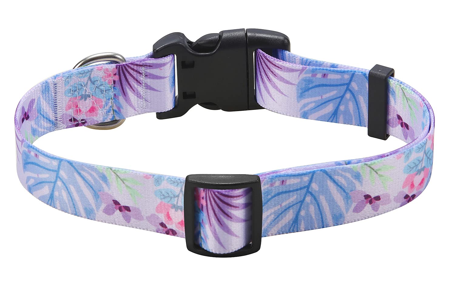 Mihqy Dog Collar With Bohemia Floral Tribal Geometric Patterns - Soft Ethnic Style Collar Adjustable For Small Medium Large Dogs (Purple Flower, L