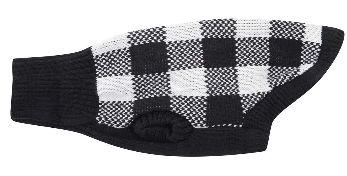 A&L White Black Plaid Knitted Turtleneck Pet Sweater Dog Winter Clothes For Medium Dogs,Large (L) 16' Back Length