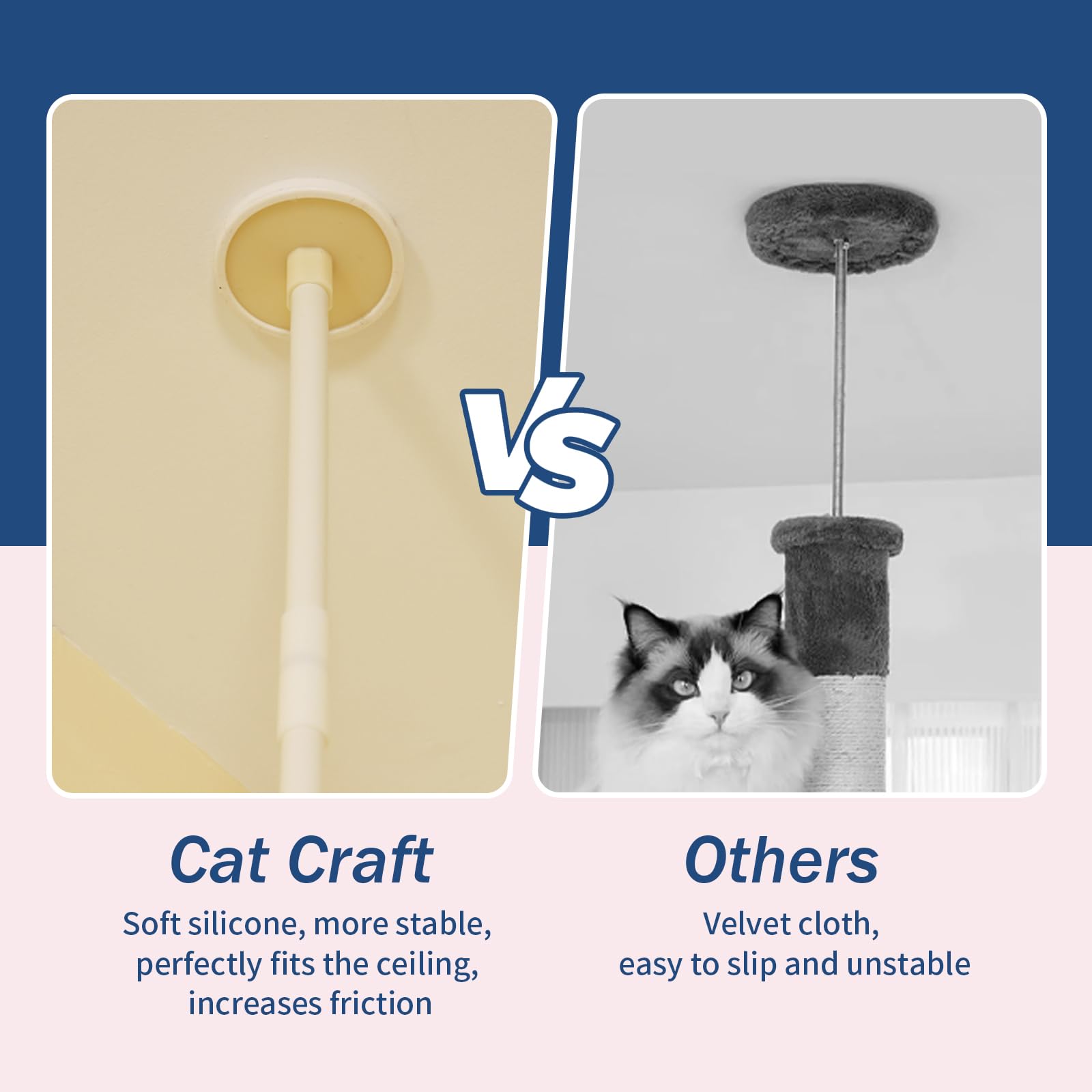 Cat Craft Cat Tree Floor to Ceiling 95-108 Tall Cat Tree Carpet Cat Tower Kitten Tree Sisal Scratching Post and Mat Cat Pole for