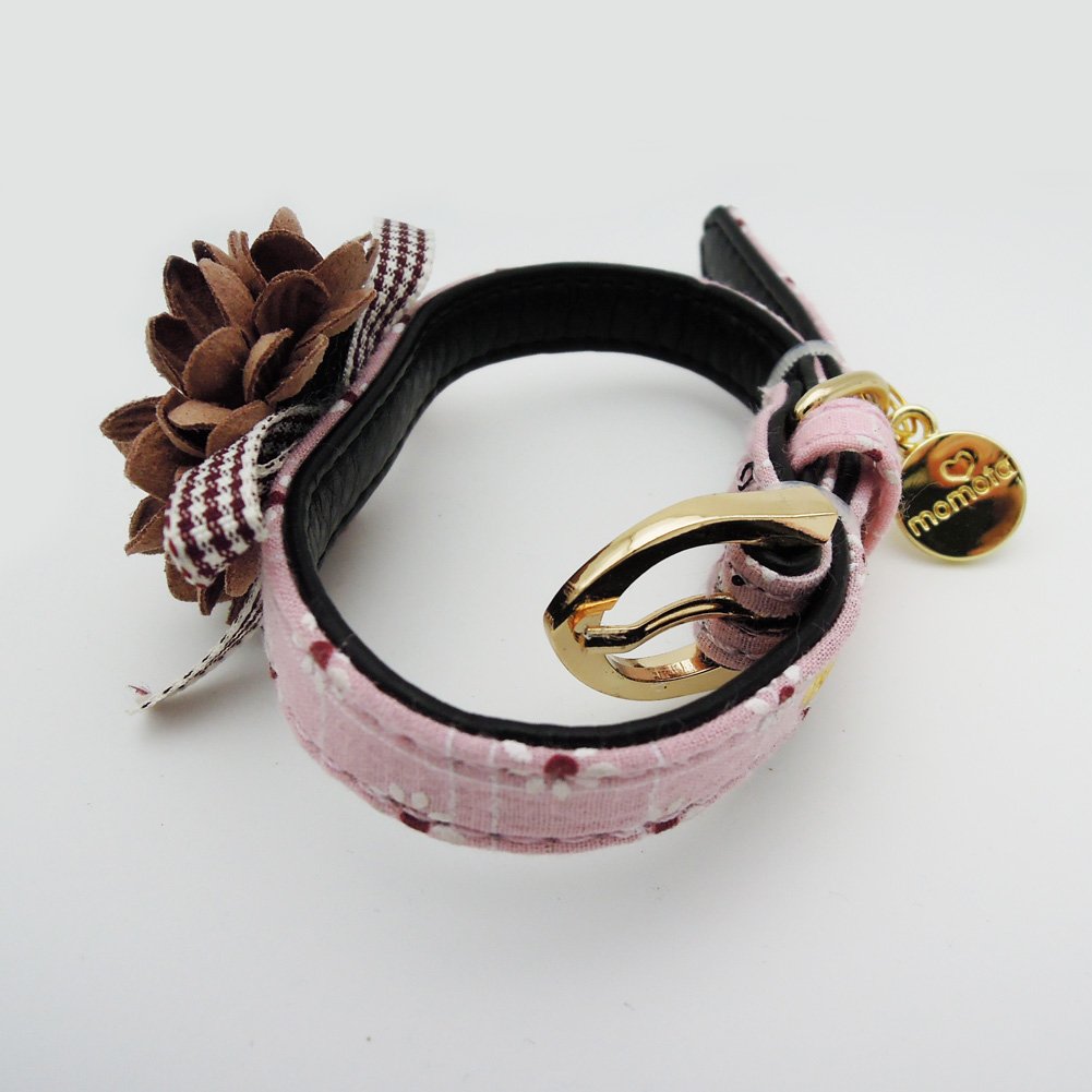 Petfavorites Kitten Puppy Collar - Flower Bow Tie Cat Dog Necklace - Teacup Chihuahua Yorkie Clothes Holiday Costume Outfits Accessories, Adjustable Buckle (Pink, 8.7 To 11-Inch)