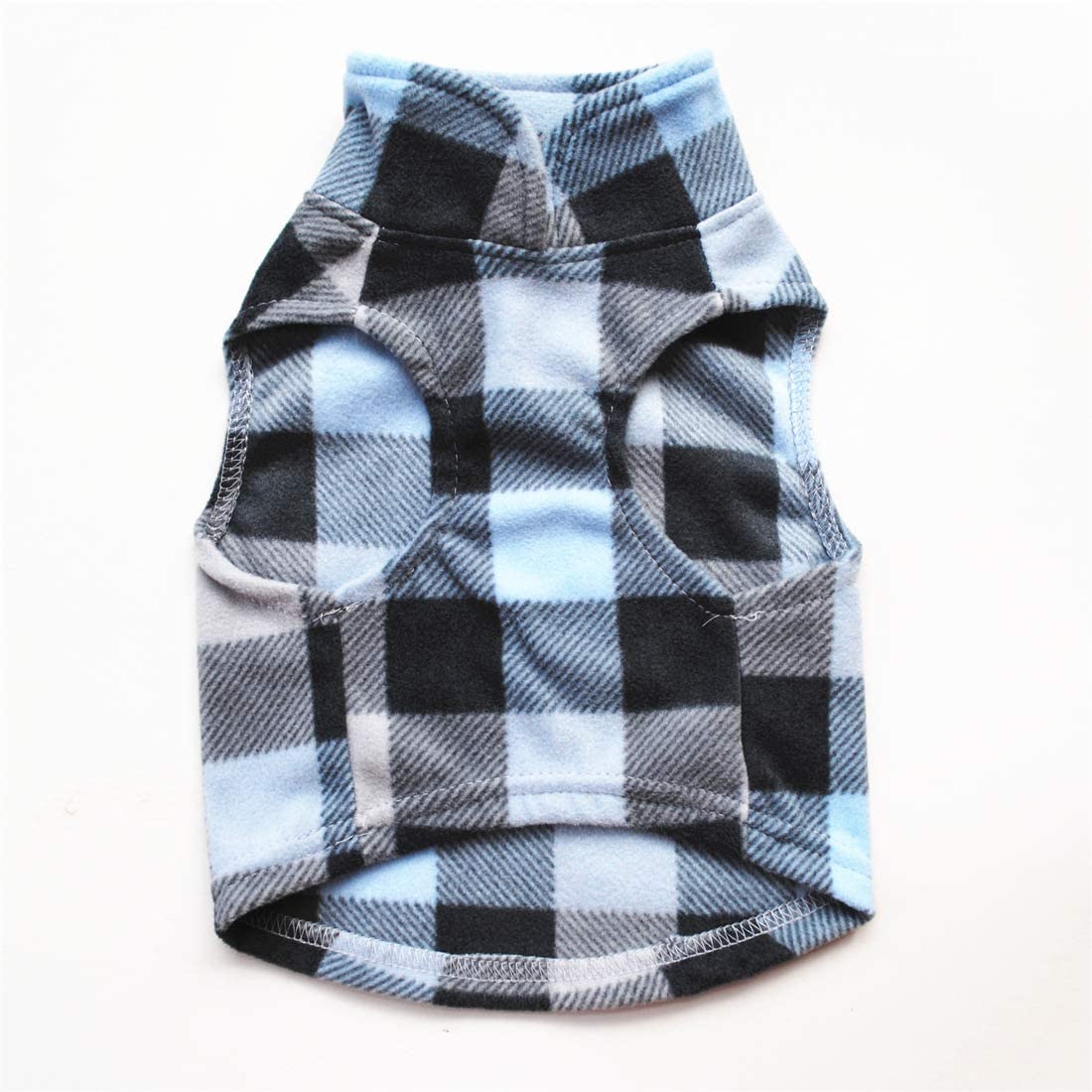 Pixriy Dog Sweater, Soft Fleece Vest With Leash Ring Pullover Jacket Winter Pet Dog Clothes For Puppy Small Dog Cat Teddy Chihuahua Yorkshire For Christmas (Medium, Blue Grey Plaid)