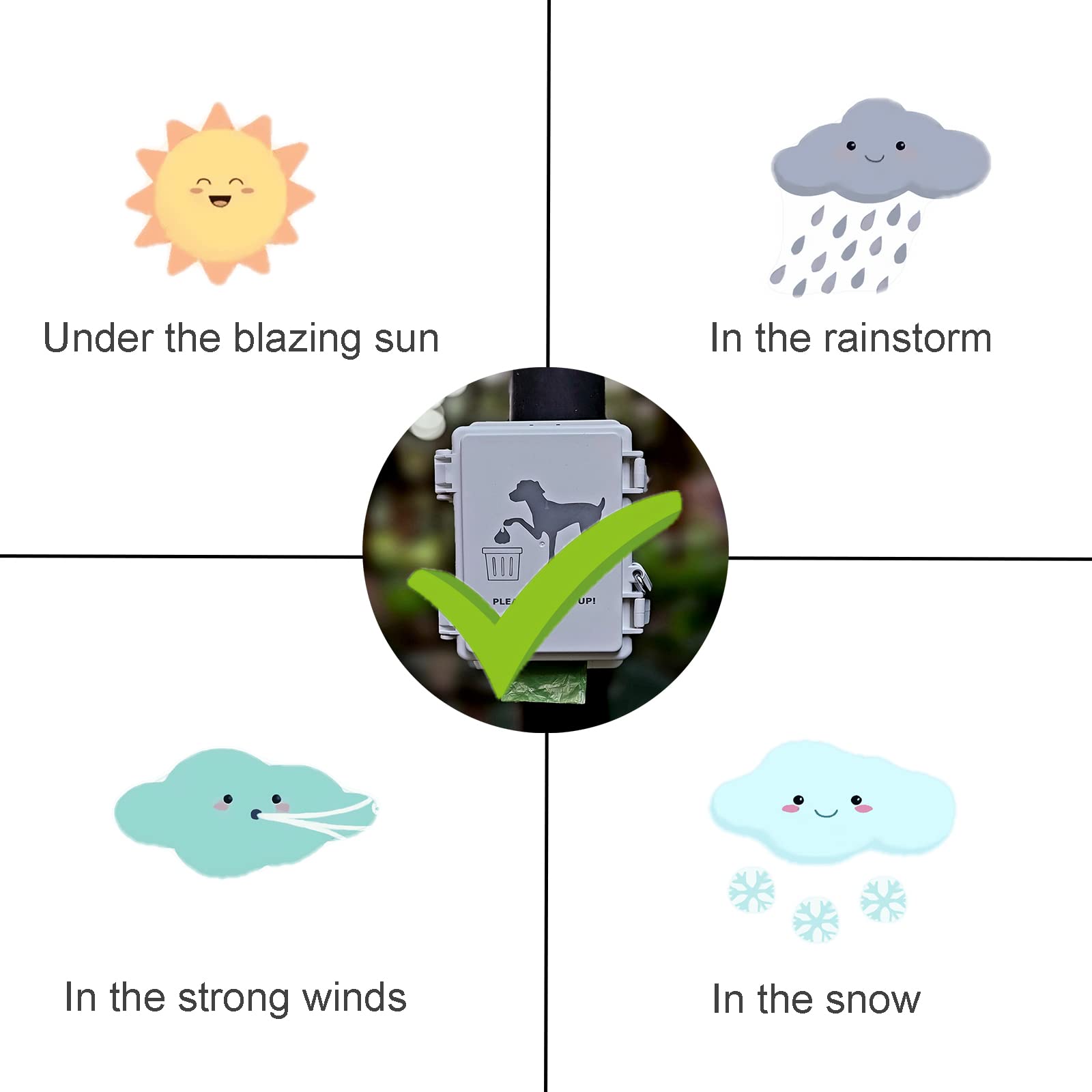 Dog Poop Bag Dispenser Wall Mount Waterproof Outdoor Dog Bag Dispenser  Printed With Cute Clean Up Dog Poop Signs  Stake, Pole,