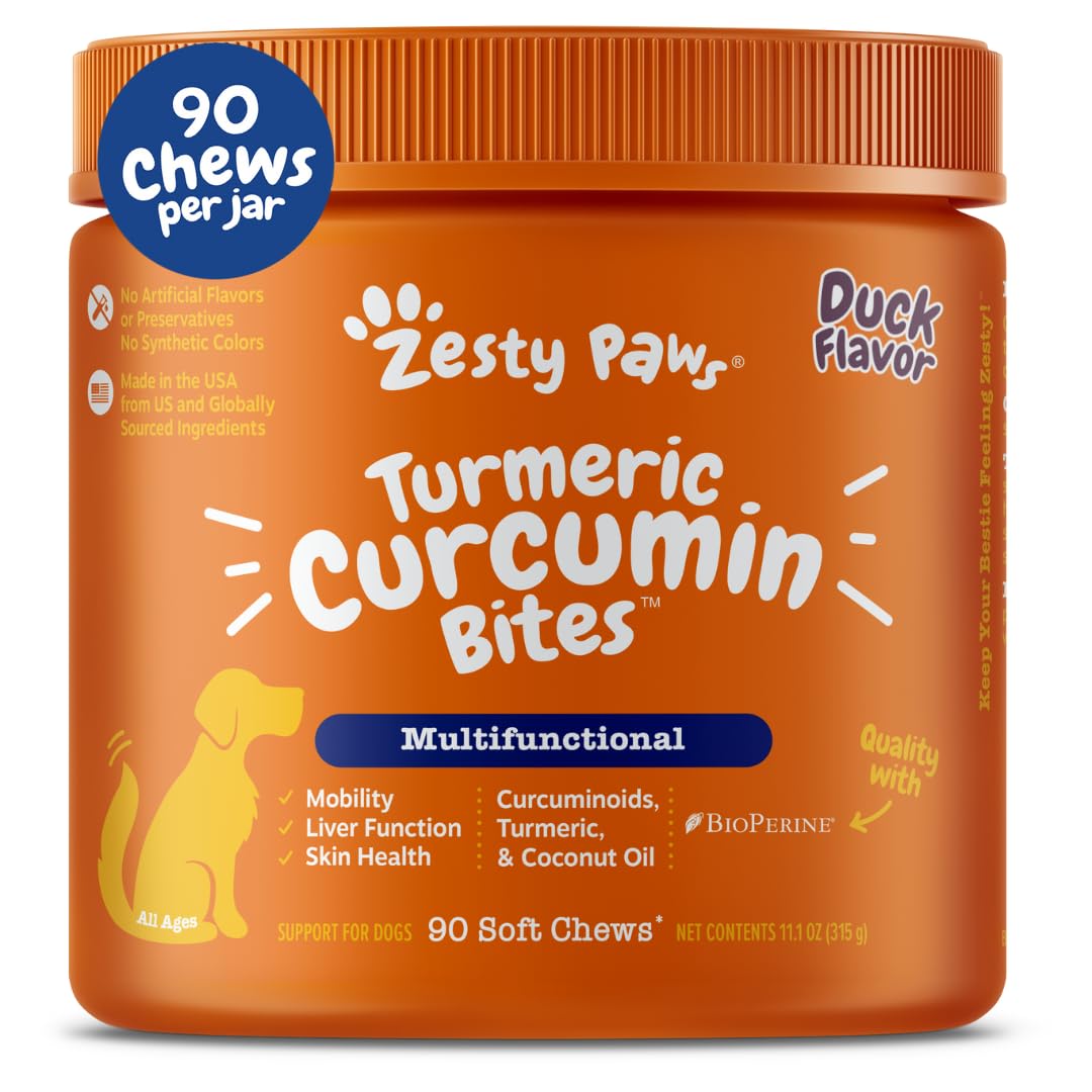 Zesty Paws Turmeric Curcumin for Dogs - for Hip & Joint Mobility Supports Canine Digestive Cardiovascular & Liver Health - Cocon