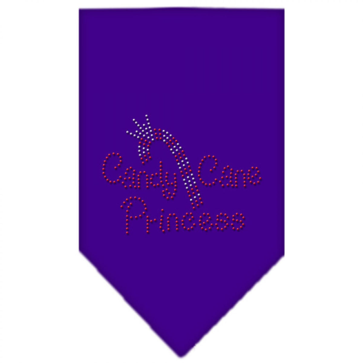 Christmas Pet and Dog Bandana Rhinestone, &quot;Candy Cane Princess&quot; Purple Large