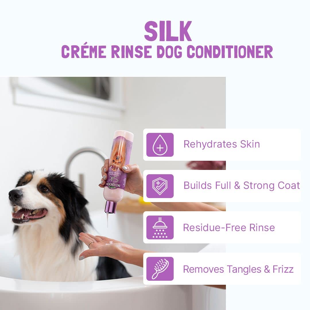 Bio-Groom Silk Creme Rinse Dog Conditioner - Conditioner For Dogs, Puppy Conditioner, Dog Conditioner Detangler, Dog Hair Conditioner - 12 Fl Oz 1-Pack