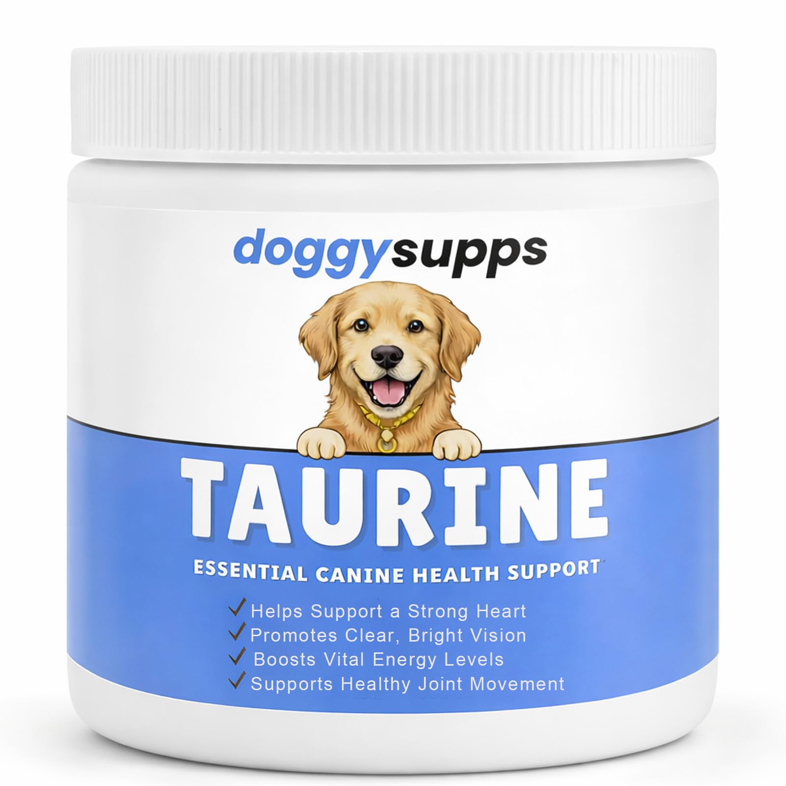 Doggy Supps Taurine for Dogs, Taurine Supplement for Dogs, Immune Support, Boost Energy & Vitality, Skin & Coat Health for Heart