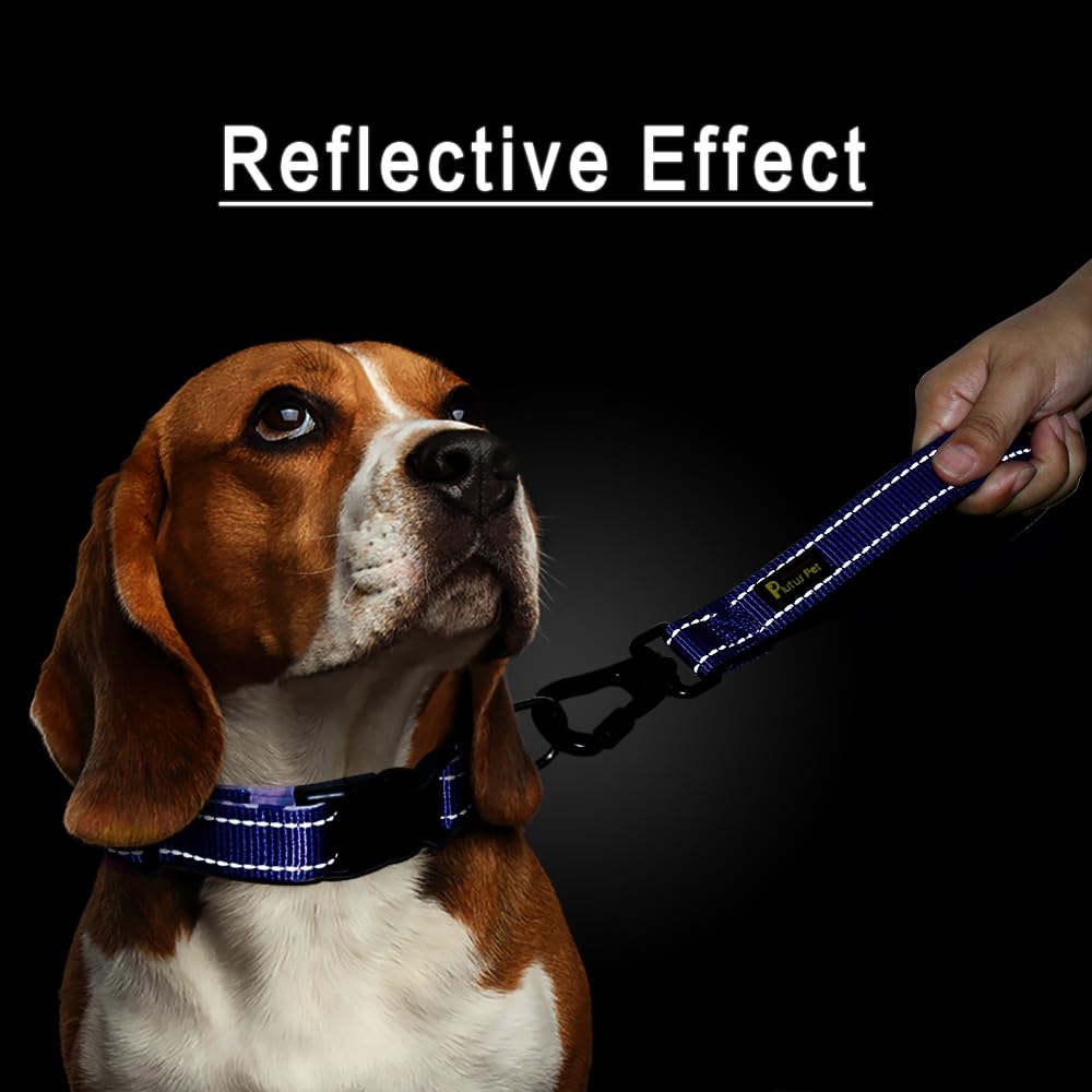 Plutus Pet Short Dog Leash, Reflective Nylon Padded Handle, Strong Traffic Leash With Carabiner Clip, Perfect For Large Or Mediu
