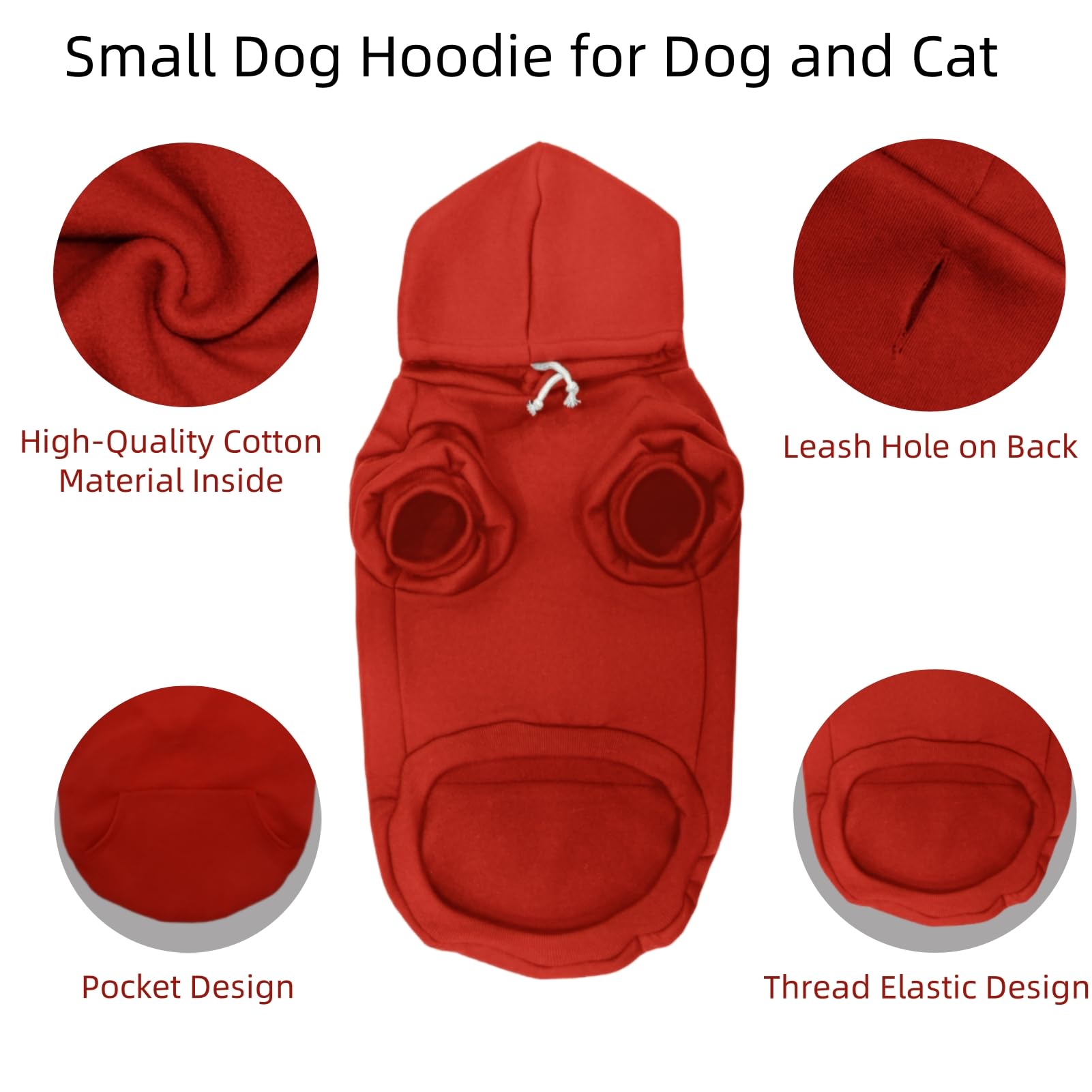 Mfiker Small Dog Hoodie With Leash Hole And Pocket, Soft Winter Dog Sweater, Cozy Hoodies Sweatshirt For Small Dogs Puppy And Ca