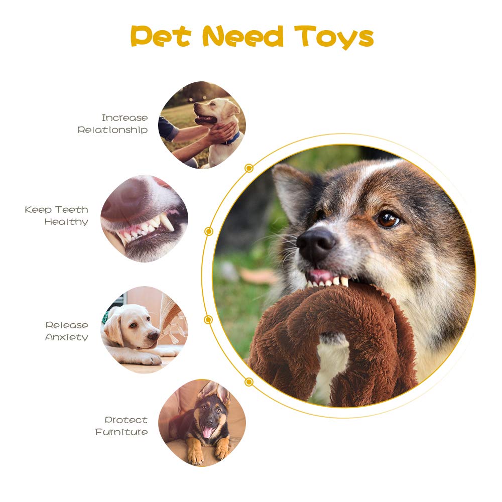 FIREOR Dog Squeak Toys - No Stuffing Plush Chew Toy, 5 Pack for Small to Large Breeds, Durable, Squeaky, Available in Multiple Colors