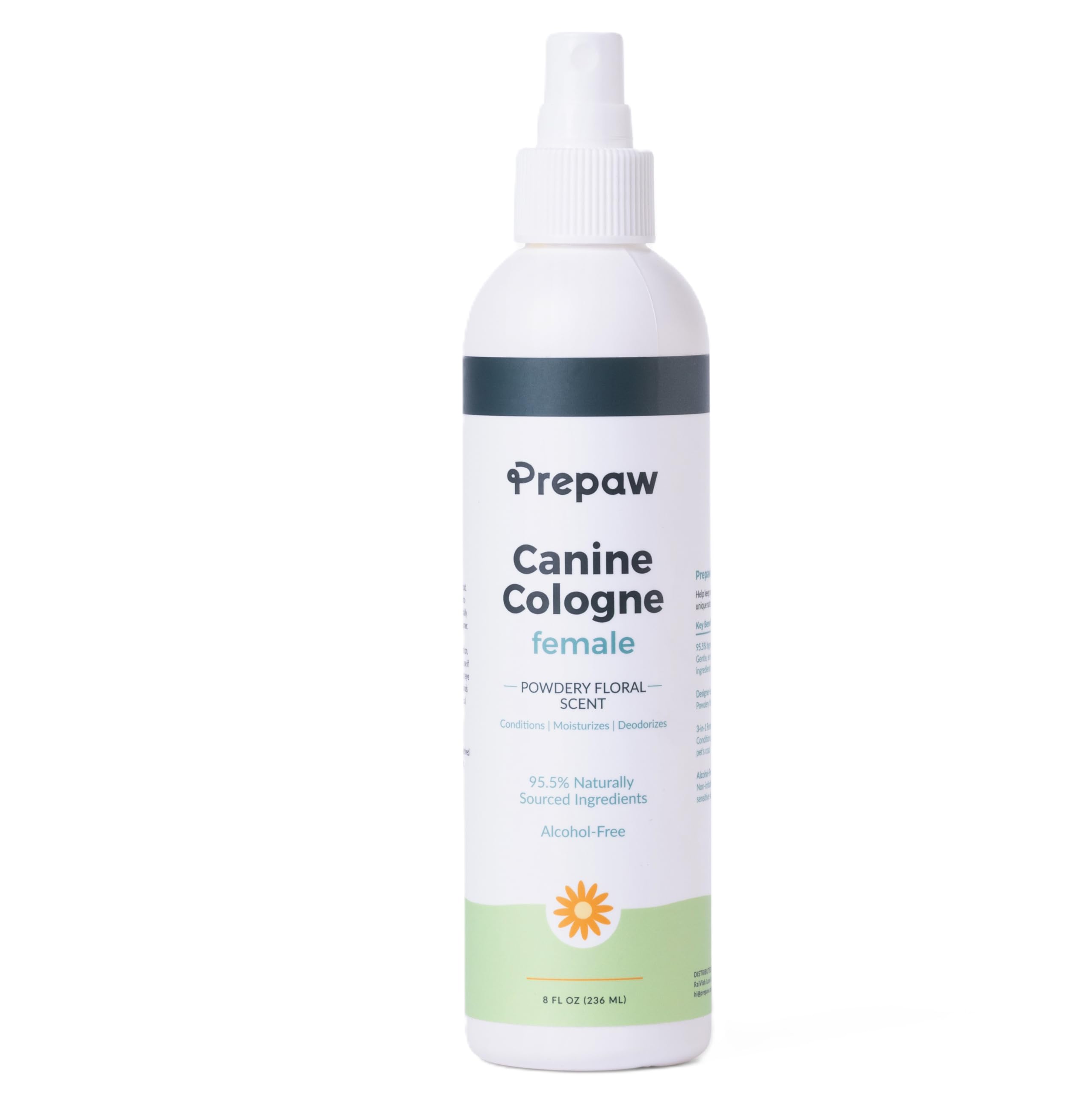 Prepaw Natural Pet Cologne - Powdery Floral Scent, 3-In-1 Deodorizing, Conditioning & Moisturizing Spray For Dogs & Cats - Long 