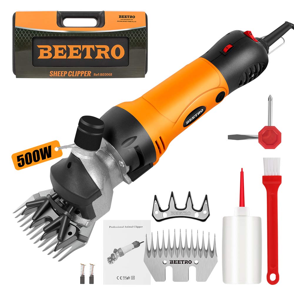 Beetro 500W, Electric Professional Sheep Shears, Animal Grooming Clippers For Sheep Alpacas Goats And More, 6 Speeds Heavy Duty Farm Livestock Haircut, With An Extra Set Of Shearing Blades