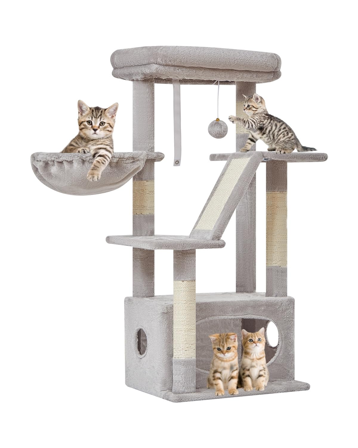 Taoqimiao Cat Tree,38.2-Inch Cat Tower For Indoor Cats,Suitable For Kittens With Luxurious Cat Condo With Adjustable Baskets And
