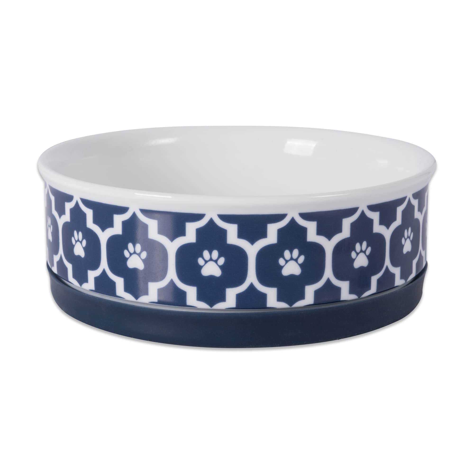 Bone Dry Lattice Collection Pet Bowl & Canister, Single Dish, Medium 6x2, Nautical Blue