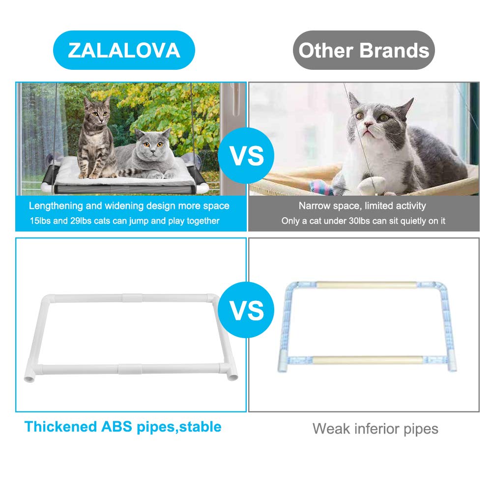 Cat Window Perch, Cat Hammock Window Seat W/Free Fleece Blanket 2024 Latest Screw Suction Cups Extra Large Sturdy Cat Bed Cat Resting Seat Hold Two Large Cats White Indoors (One Extra Suction Cup