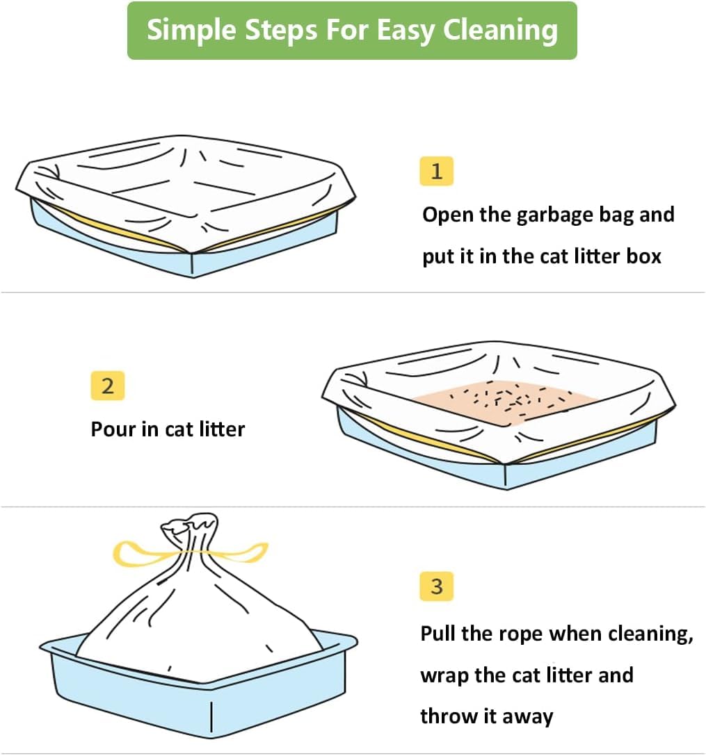 Cat Litter Box Liners 12 Count Drawstring Extra Durable Pet Cat Pan Liners Cat Waste Litters Bags Kitty Litter Box Bag Pet Cat S