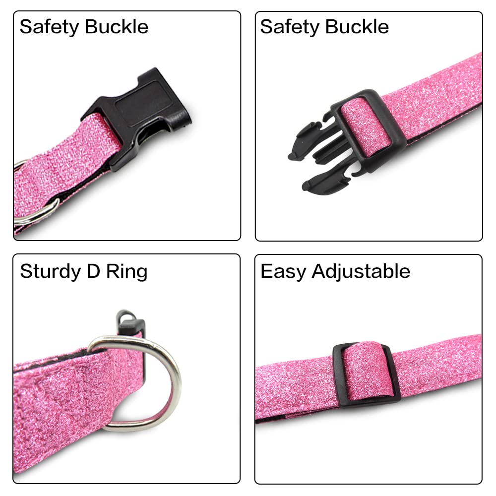 Tdtok Glittering Basic Dog Collar, Comfy & Durable Dog Collar For Small Medium Large Dogs With Eco-Friendly Plastic Buckle, Adju