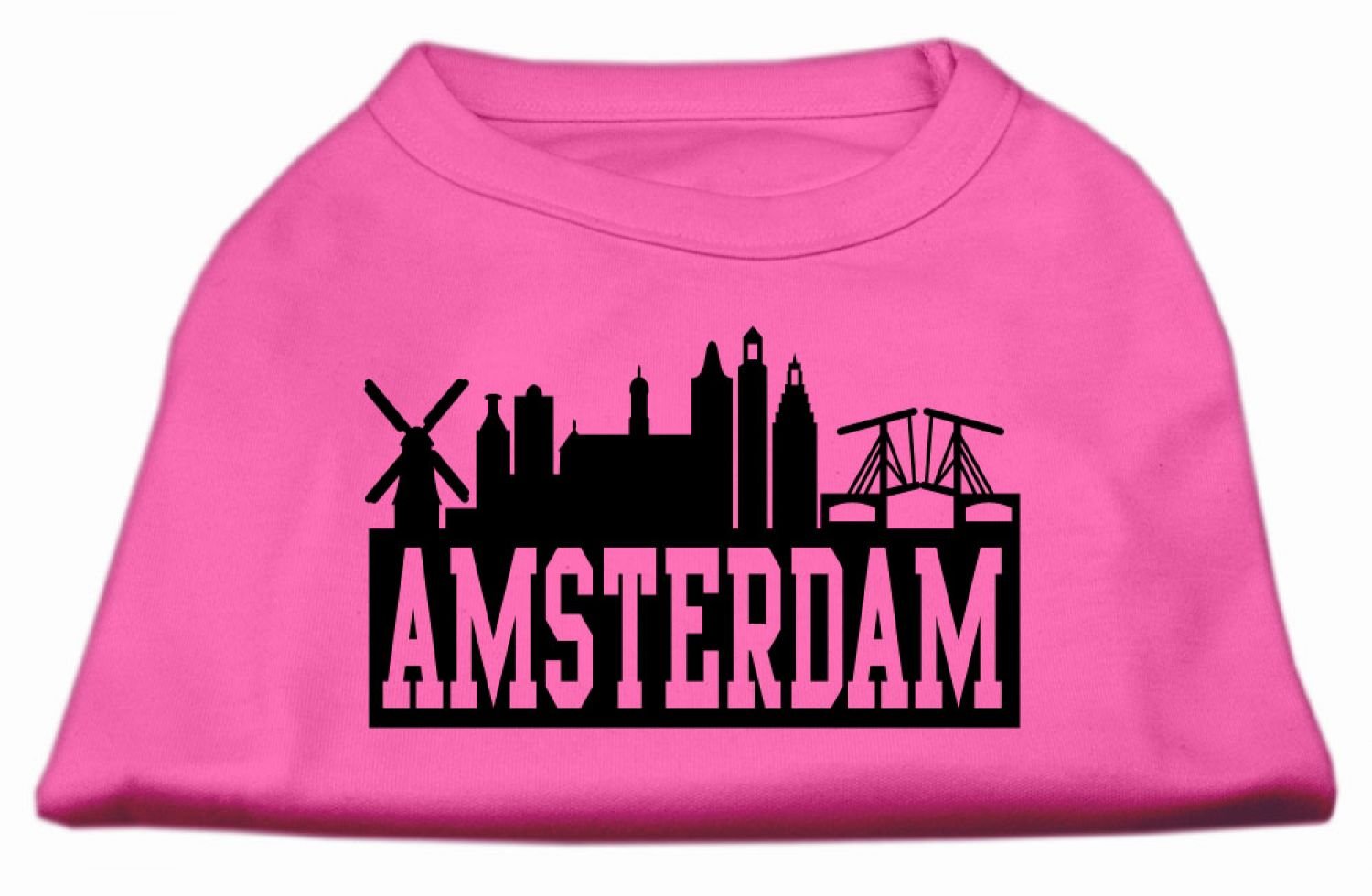 Mirage Pet Products 10-Inch Amsterdam Skyline Screen Print Shirt for Pets, Small, Bright Pink
