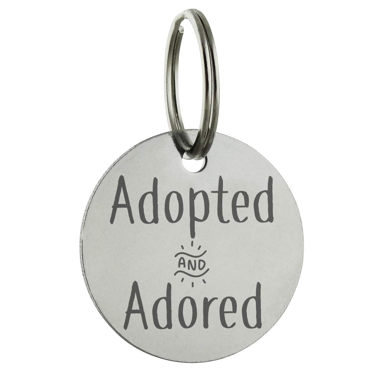 Adopted And Adored Personalized Pet Id Tag - 30Mm Double Sided Laser Engraved For Dog Or Cat