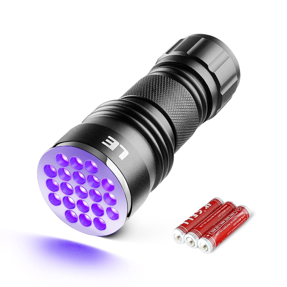 Le Black Light Flashlight, Small Uv Lights With 21 Leds, 395Nm, Ultraviolet Light Detector For Invisible Ink Pens, Pet Dog Cat Urine Stain And More, Aaa Batteries Included