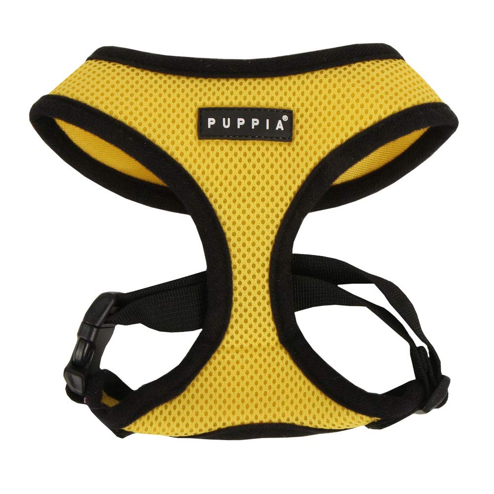Puppia Soft Dog Harness No Choke Over-The-Head Triple Layered Breathable Mesh Adjustable Chest Belt And Quick-Release Buckle, Ye