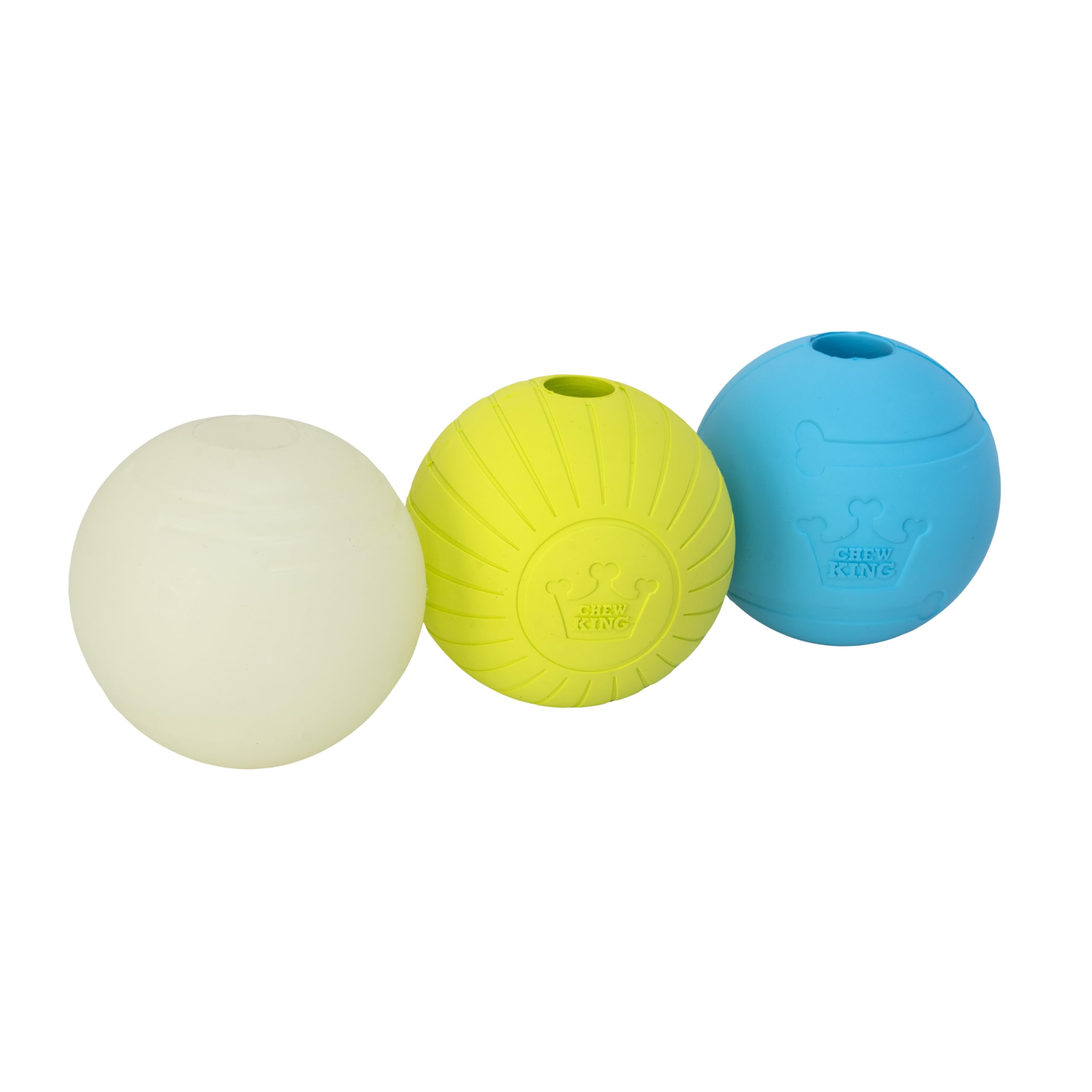 Chew King by Mammoth Glowing Fetch Ball, Dog Ball Toys, 3 Combo