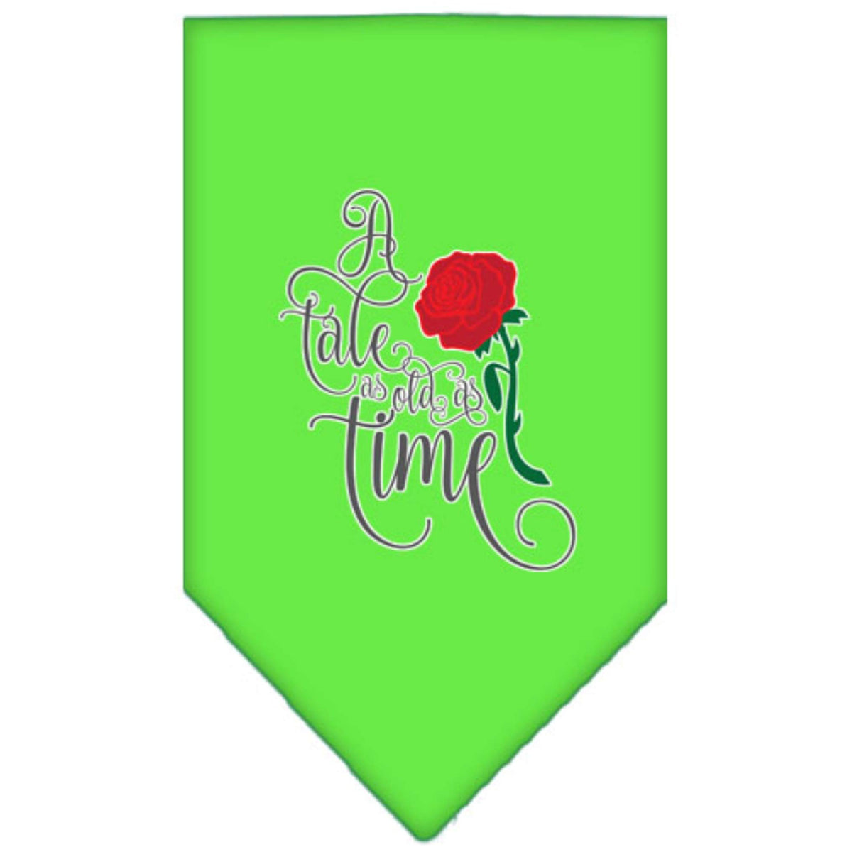 Pet and Dog Bandana Screen Printed, &quot;Timeless Tale&quot; Lime Green Large
