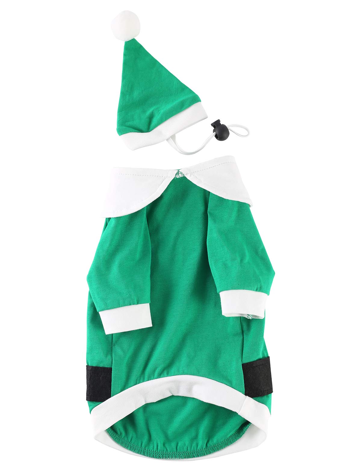 Impoosy Christmas Dog Shirt With Funny Hat Pet Cute Elf Santa Claus Costume Clothes Cat Small Dog Soft Cotton Xmas T-Shirt Outfit Set (Xs)