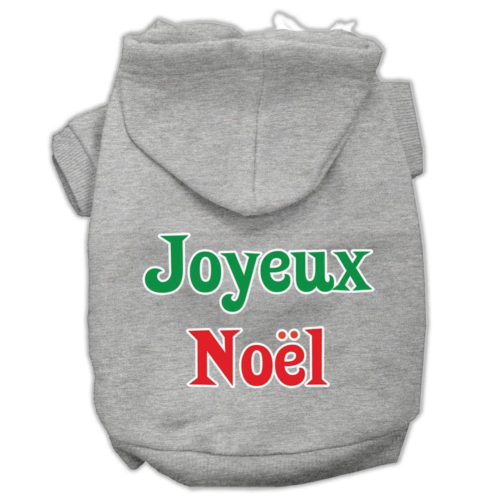 Christmas Pet Dog & Cat Hoodie Screen Printed, Joyeux Noel Cream XL (14-20 lbs.)