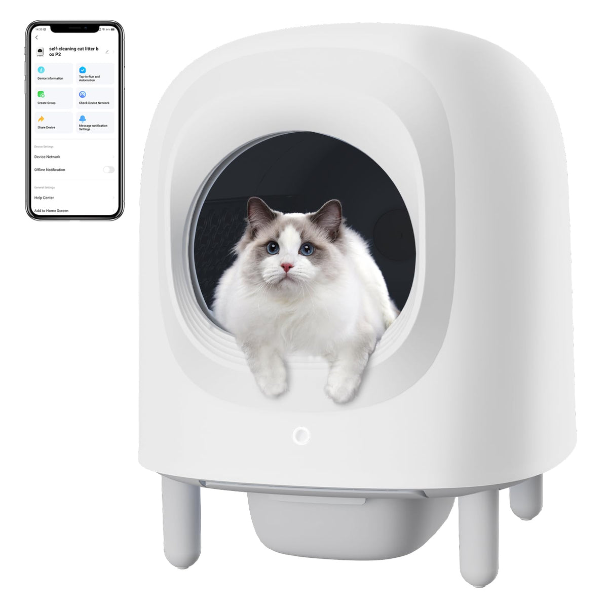 100% Safe Self-Cleaning Litter Box - Game Changer For Cat Owners, Latest Model Automatic With App Control, Odor Removal, Large S