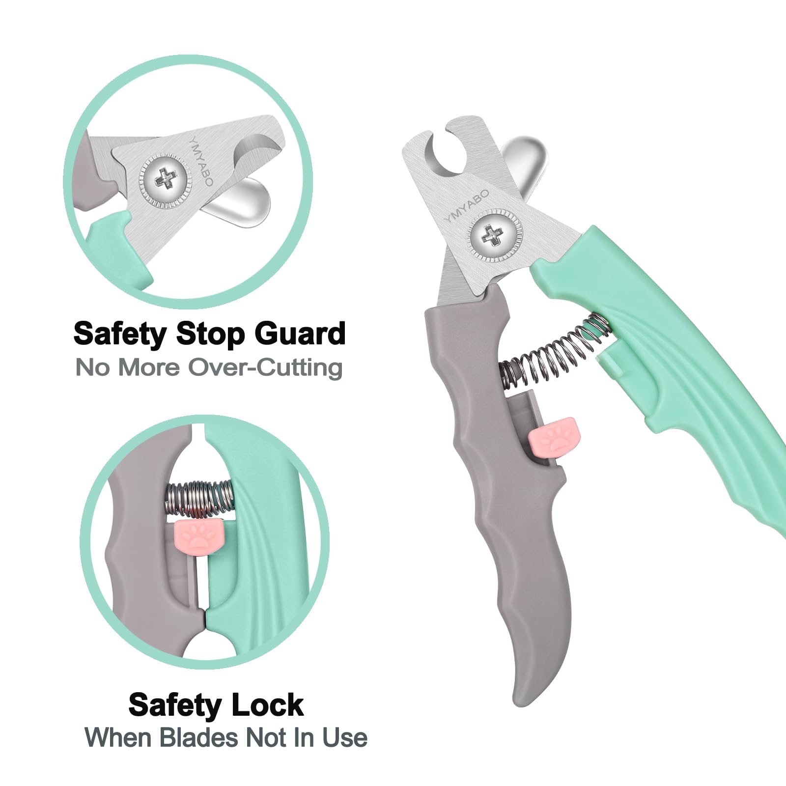 Ymyabo Dog Nail Clipper,Pet Nail Trimmers Safety Guard To Aviod Over Cutting,Puppy Cat Claw Trimmer,With Free Dog Comb & Nail Fi