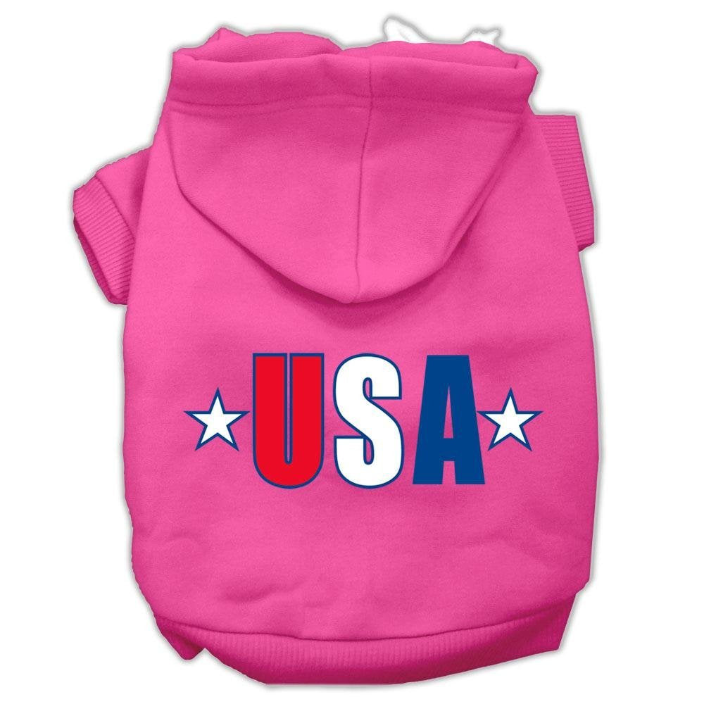 Pet Dog & Cat Hoodie Screen Printed, 'Usa Star' Bright Pink Xl (14-20 Lbs.)