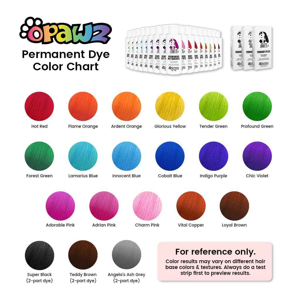 OPAWZ Permanent Dog Hair Dye, Pet Safe Hair Dye, Safely Used by Grooming Salons for a Decade, Lasts Over 20 Washes, Bright Color