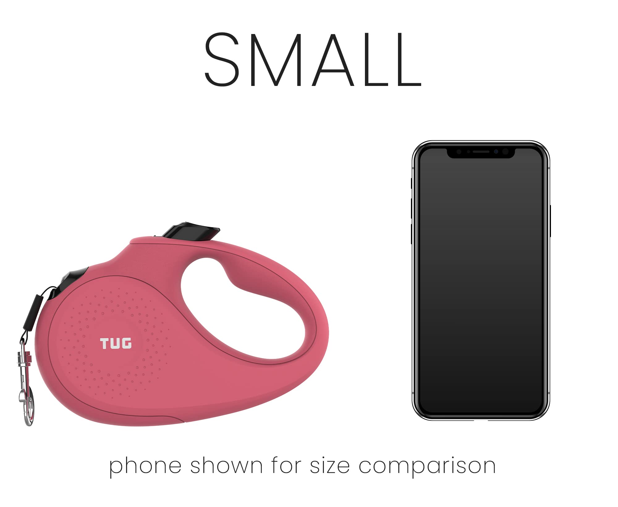 Tug Monochrome 360 Tangle-Free Retractable Dog Leash | 16 Ft Strong Nylon Tape (Small, Pink)
