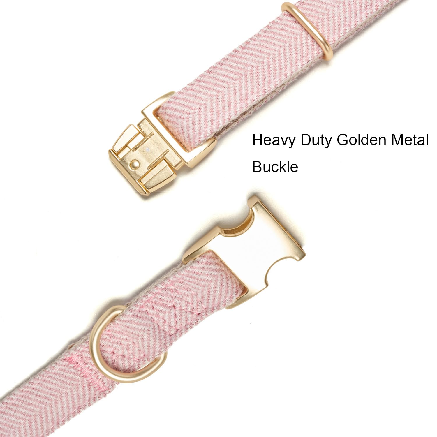 YUDOTE Soft Cotton Hemp Dog Collar with Metal Buckle Adjustable Twilled Dog Collars for Female Small Medium Large Dogs(Pink,Larg