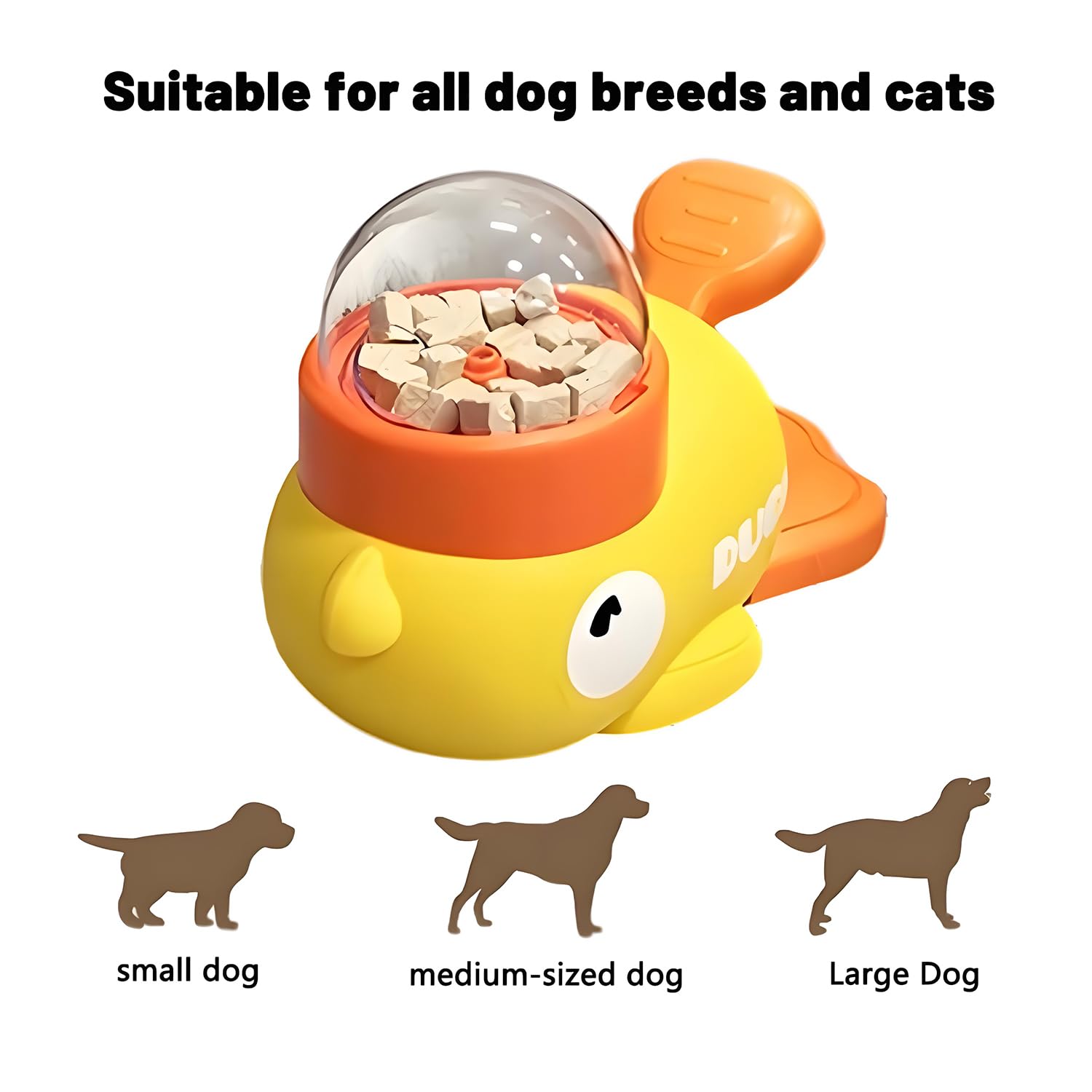 2-in-1 Interactive Duck-Shaped Snack Dispenser, Educational Training Toy, Slow Feeder to Reduce Bloating, Suitable for Cats and