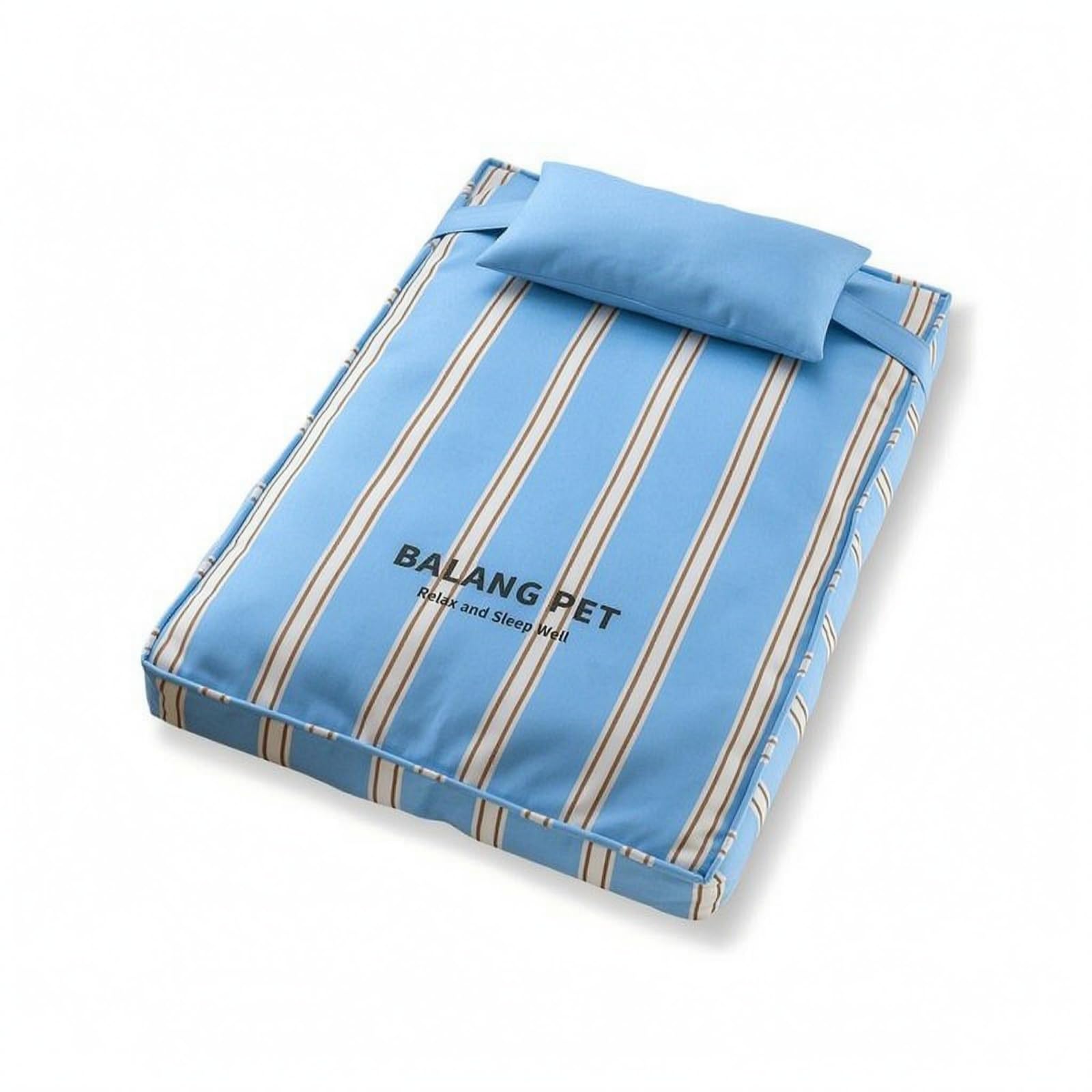 CLOVRIX Removable Cover Pet Bed Cushion Washable Pet Bed Pillow Set Striped Sleep Pad Padded for Indoor, Blue Stripe, 785216cm