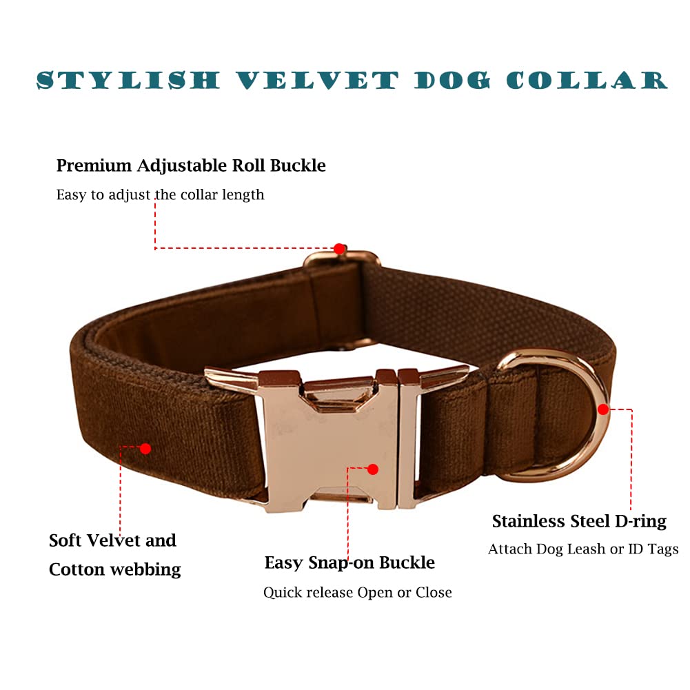 Jiangyanus Dog Collar And Leash Set, Velvet Dog Collar And Leash With Metal Quick Release Buckle Adjustable For Small Medium Lar
