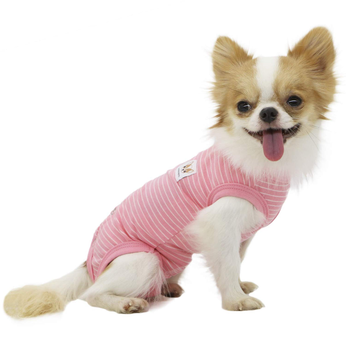 Lophipets Girl Dog Shirts Recovery Suit Pajamas For Pomeranian Shih Tzu Bichon Min Pin-Pink Strips/L