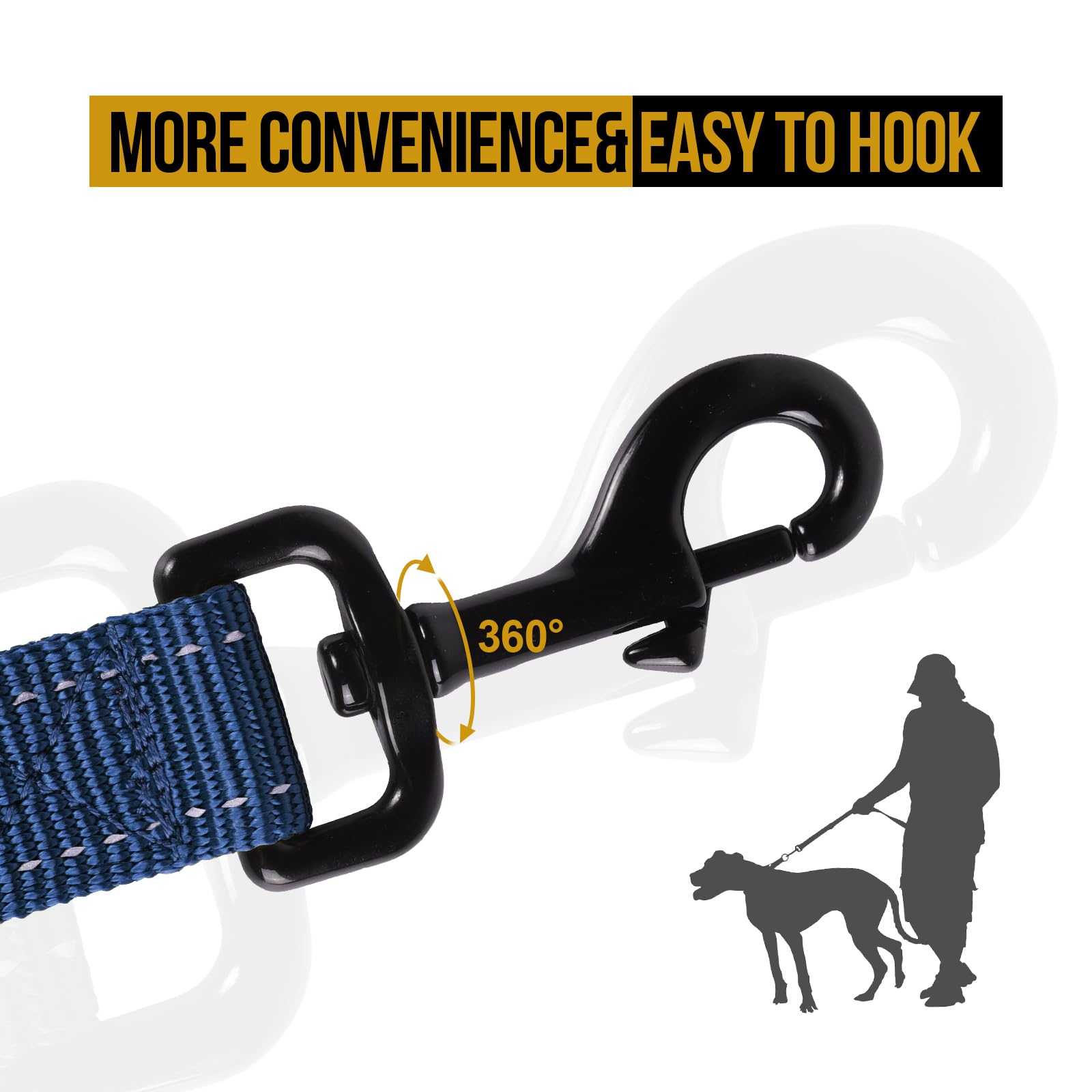 Onetigris Handled No-Pull Dog Walking Leash Long Traffic Leads For Medium To Large Dogs (Blue, 6Ft)