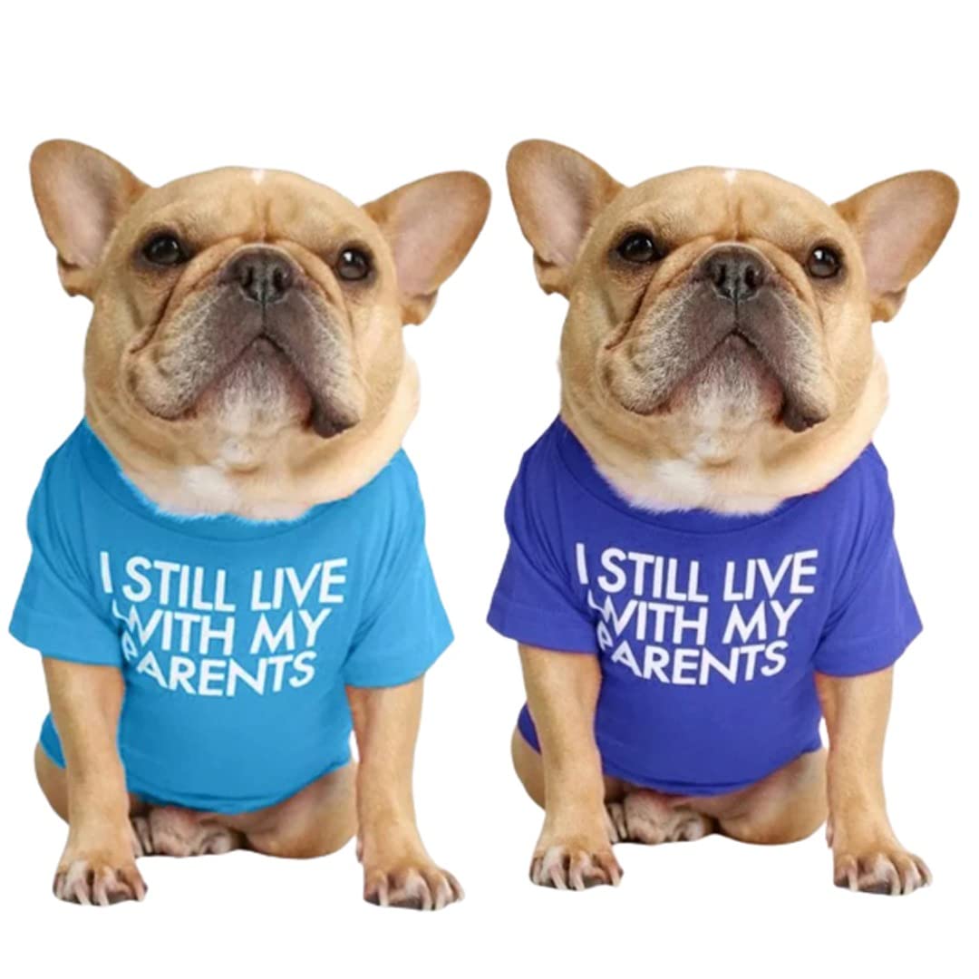 Kutkut Combo Of 2 Pet Dog Breathable Stretchy Round Neck T-Shirt | Pet Puppy Cats Dog Summer Soft Cotton Tshirt | French Bulldog