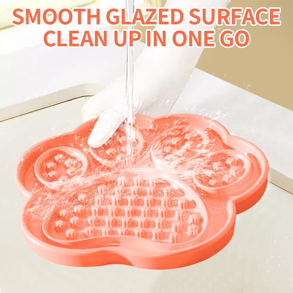 Ceramic Slow Feeder for Dogs & Cats, Lick Mat and Puzzle Feeder Cat Dish Slow for Anxiety Relief, Interactive Treats, and Wet Fo