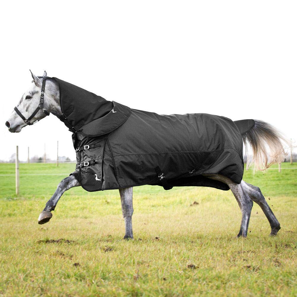 Horze Nevada Medium Weight 1200D Waterproof Horse Turnout Blanket (200G Fill) - Black - 56 In