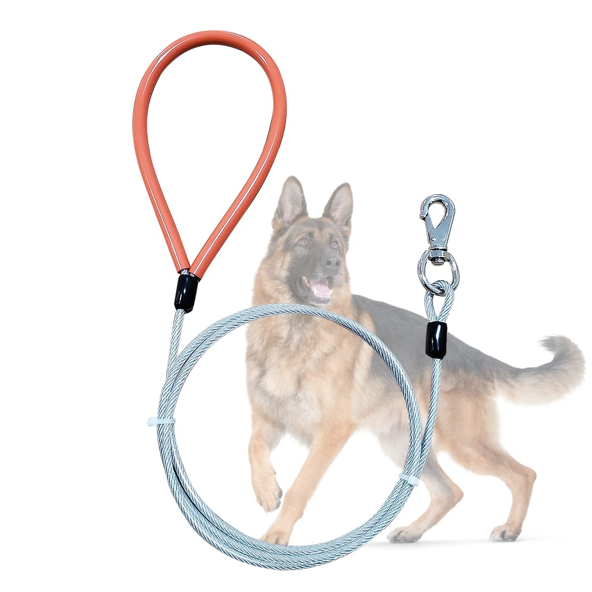 Mi Metty Dog Leash For Dogs Up To 250 Pound,Heavy Duty Leash Made Of Coated Wire Rope For Large And Medium Dogs,Dog Tie Out Cabl