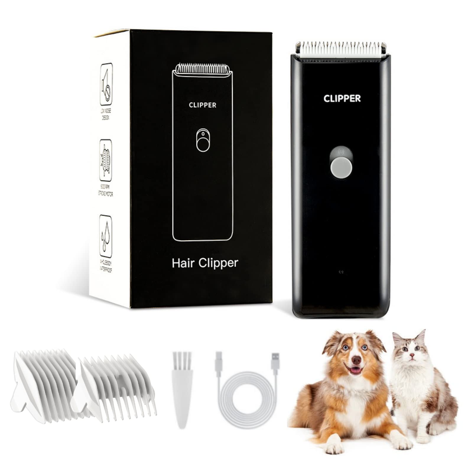 Founouly Home Professional Dog Grooming Kit Clipper Low Noise Usb Rechargeable For Dog Cat