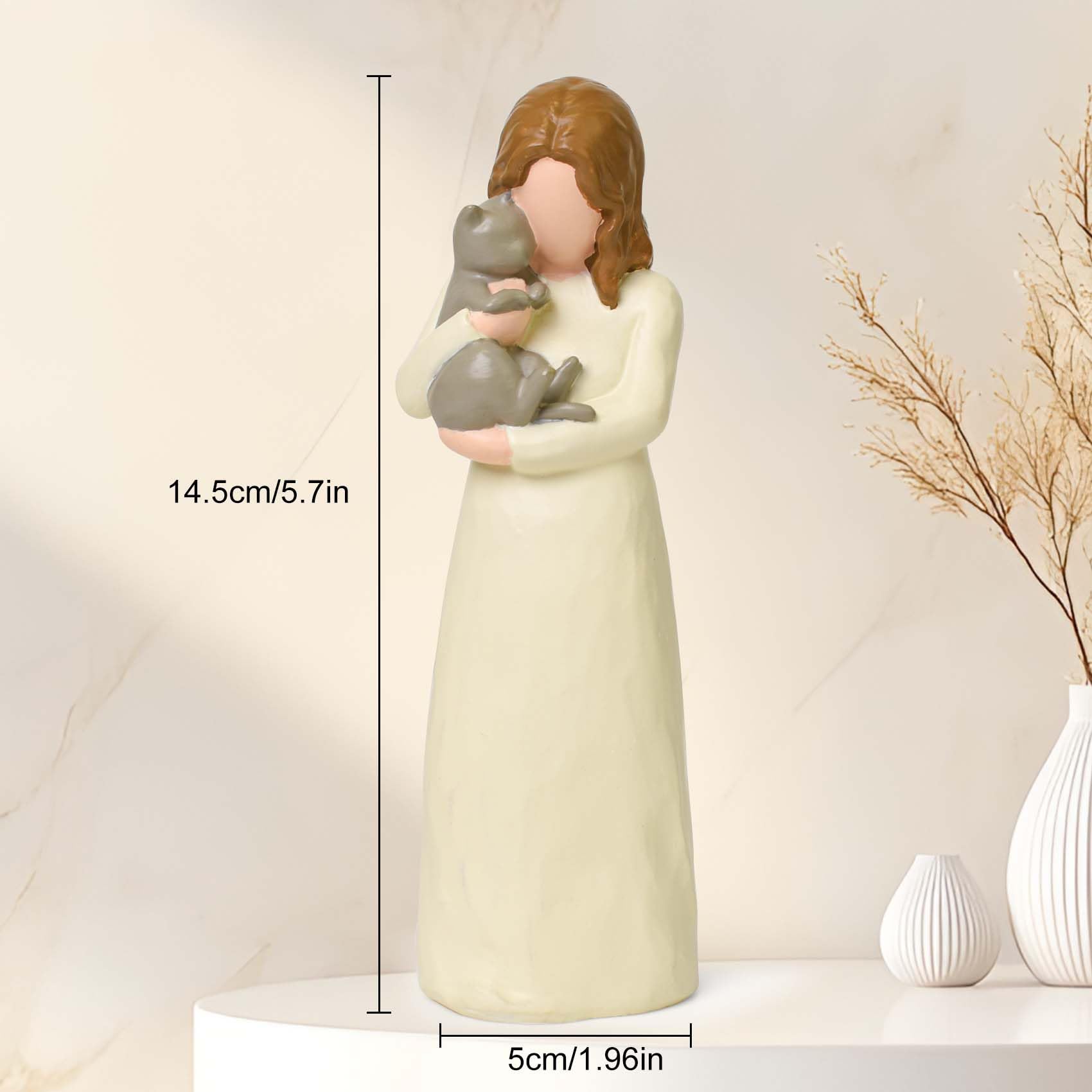 Cuayaes Cat Memorial Gifts, Grey Cat Figurines Loss Of Cat Sympathy Gift For Cat Mom, Friendship Guardian Angel Statue Cat Remem