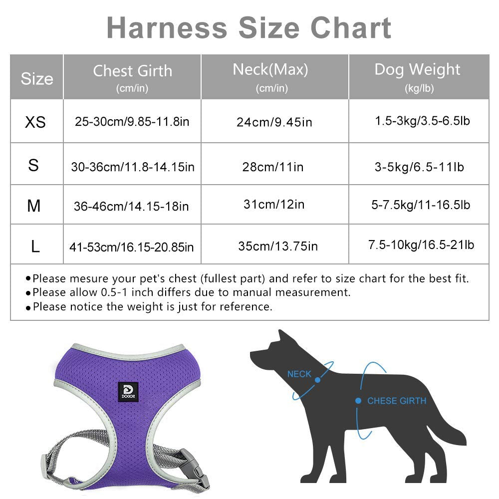 Puppy Harness And Leash Set - Dog Vest Harness For Small Dogs Medium Dogs- Adjustable Reflective Step In Harness For Dogs - Soft Mesh Comfort Fit No Pull No Choke (S, Purple)