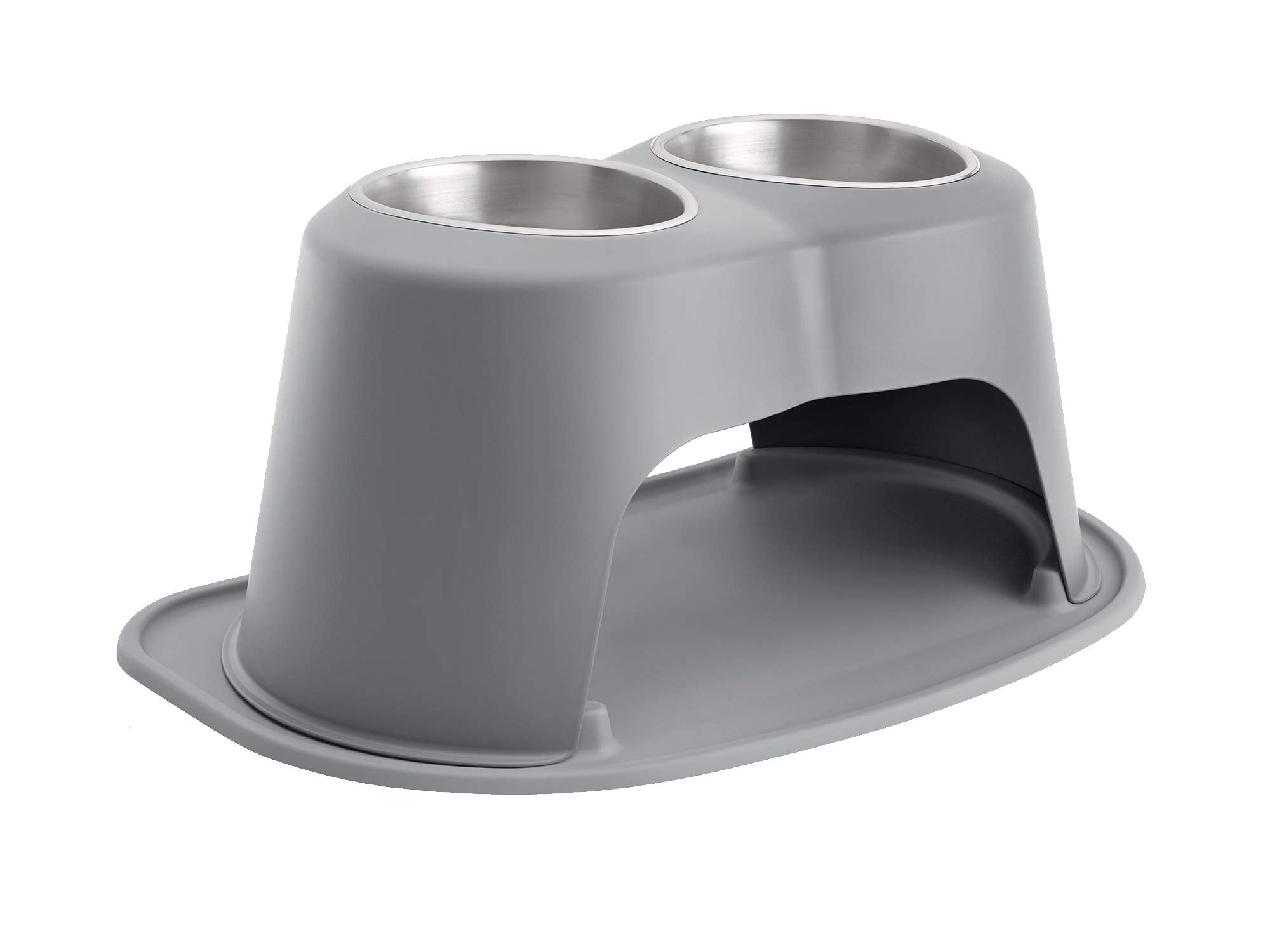 Weathertech Double High Pet Feeding System - Elevated Dog/Cat Bowls - 10 Inch High Dark Grey (Dhc6410Dgdg)