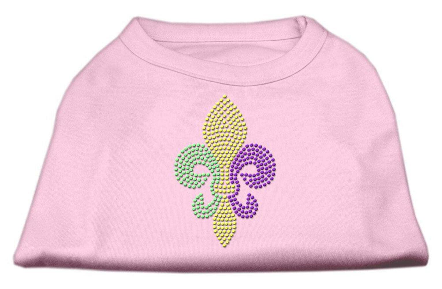 Pet Dog & Cat Shirt Rhinestone, &quot;Mardi Gras Fleur De Lis&quot; Light Pink LG (10-14 lbs.)
